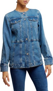Free People Lula Collarless Denim Jacket