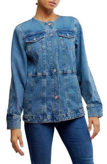 Free People Lula Collarless Denim Jacket