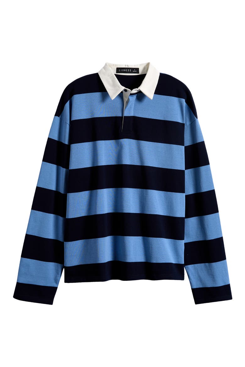 Outbound Oversize Stripe Jersey Cotton Long Sleeve T-Shirt, Alternate, color, NAVY