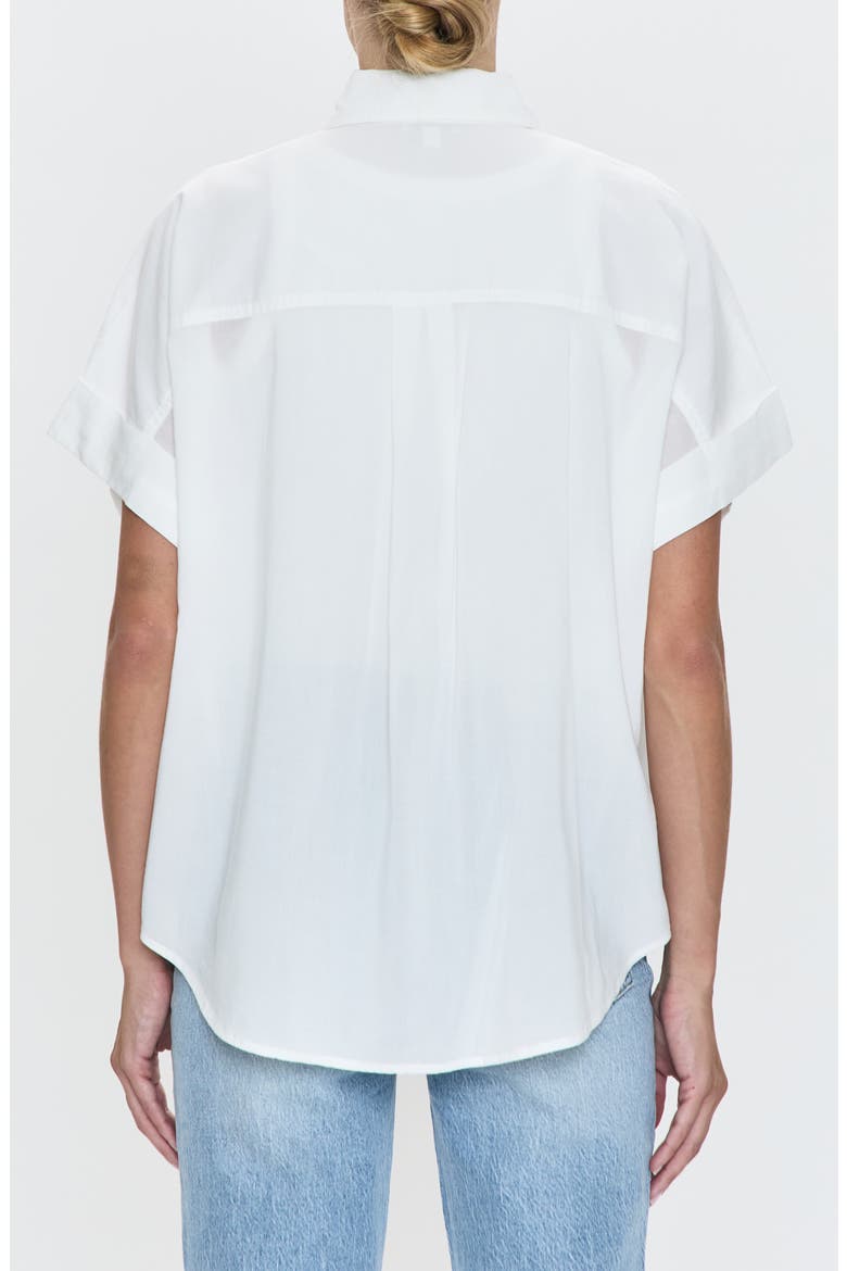 Donnie Short Sleeve Cotton Blend Button-Up Shirt, Alternate, color, LE BLANC