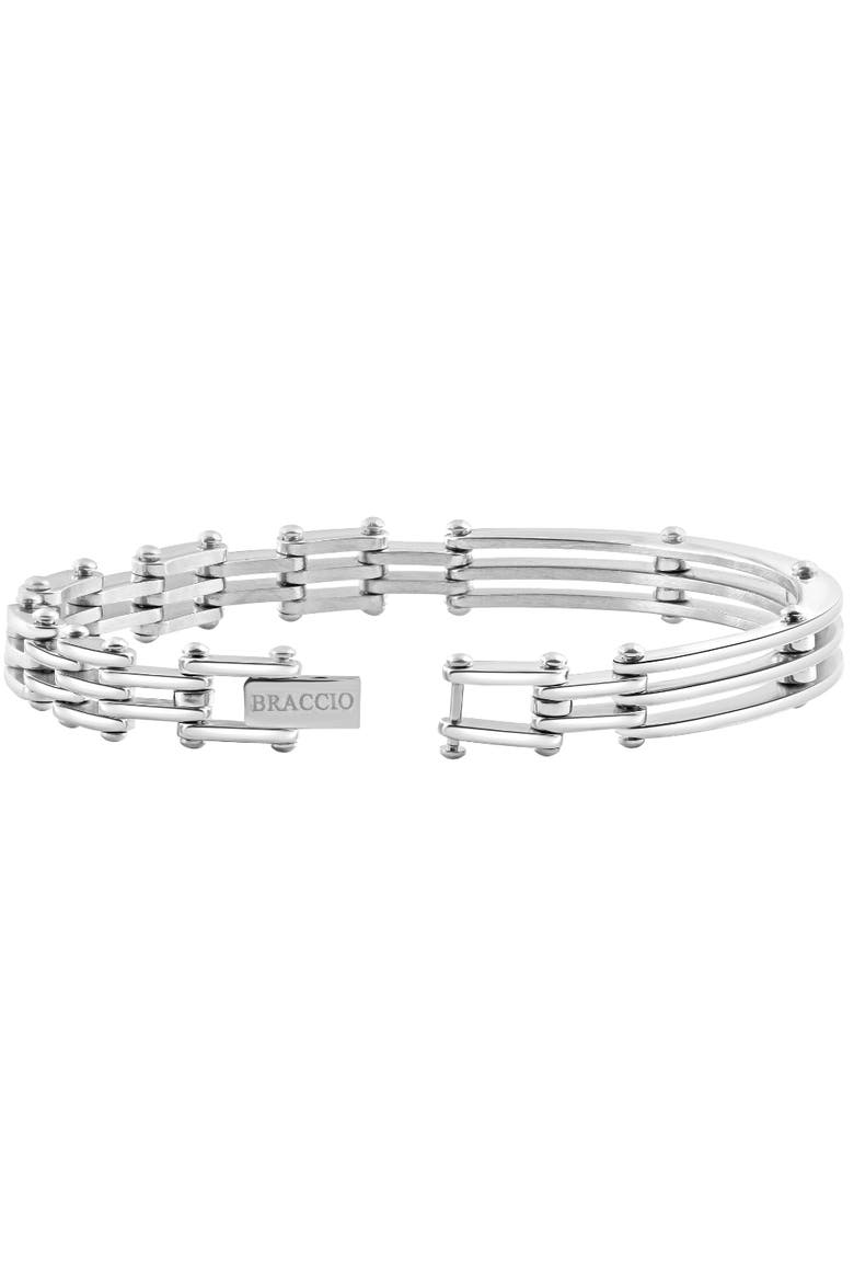 Men's Steel Polished Single Tone 7.5mm Link Flexible 8 " Cuffed Bracelet, Alternate, color, Stainless Steel
