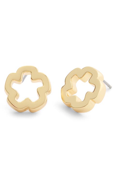 Open Tea Rose Stud Earrings