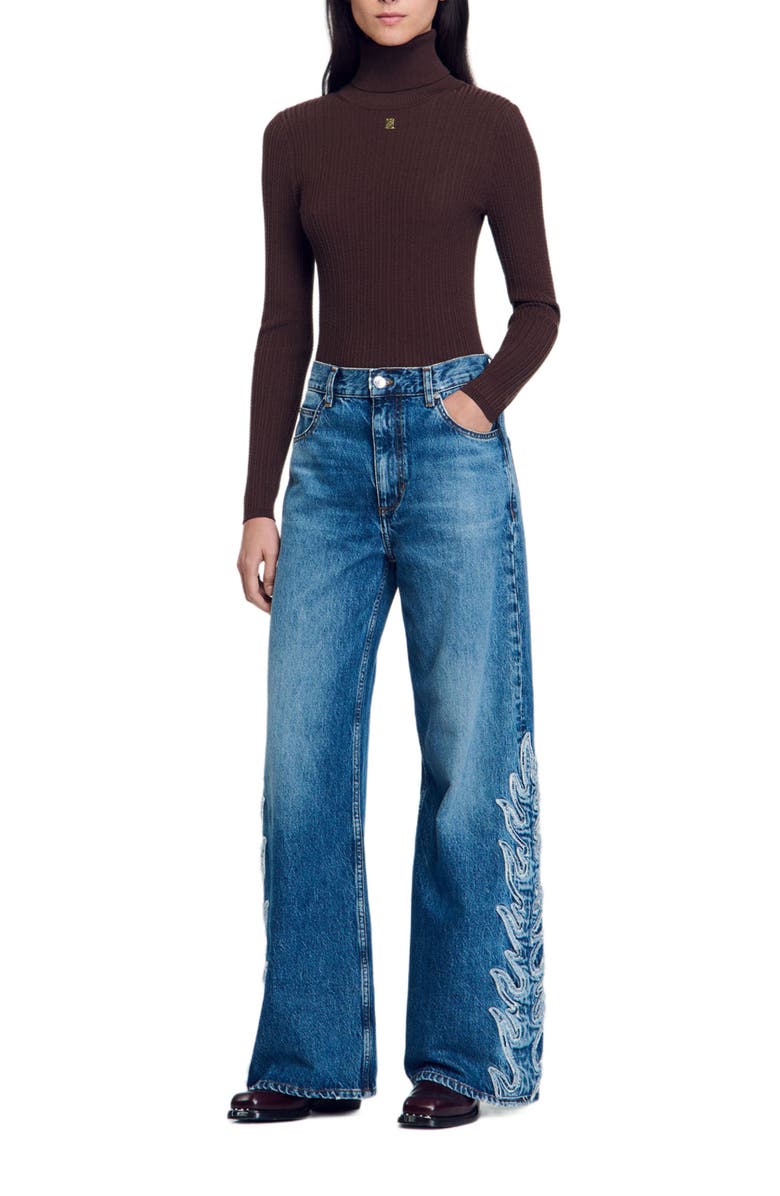 SANDRO Flared flame jeans, Alternate, color, 