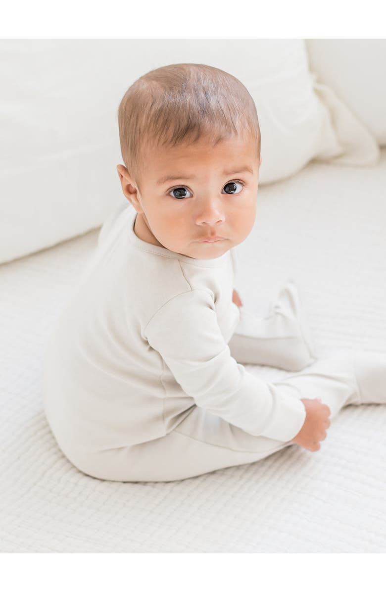 Colored Organics Organic Cotton Peyton Zipper Sleeper, Alternate, color, Stone