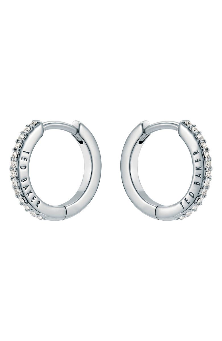 Ted Baker Heplie Pavé Hoop Earrings, Alternate, color, Silver Tone/ Clear Crystal