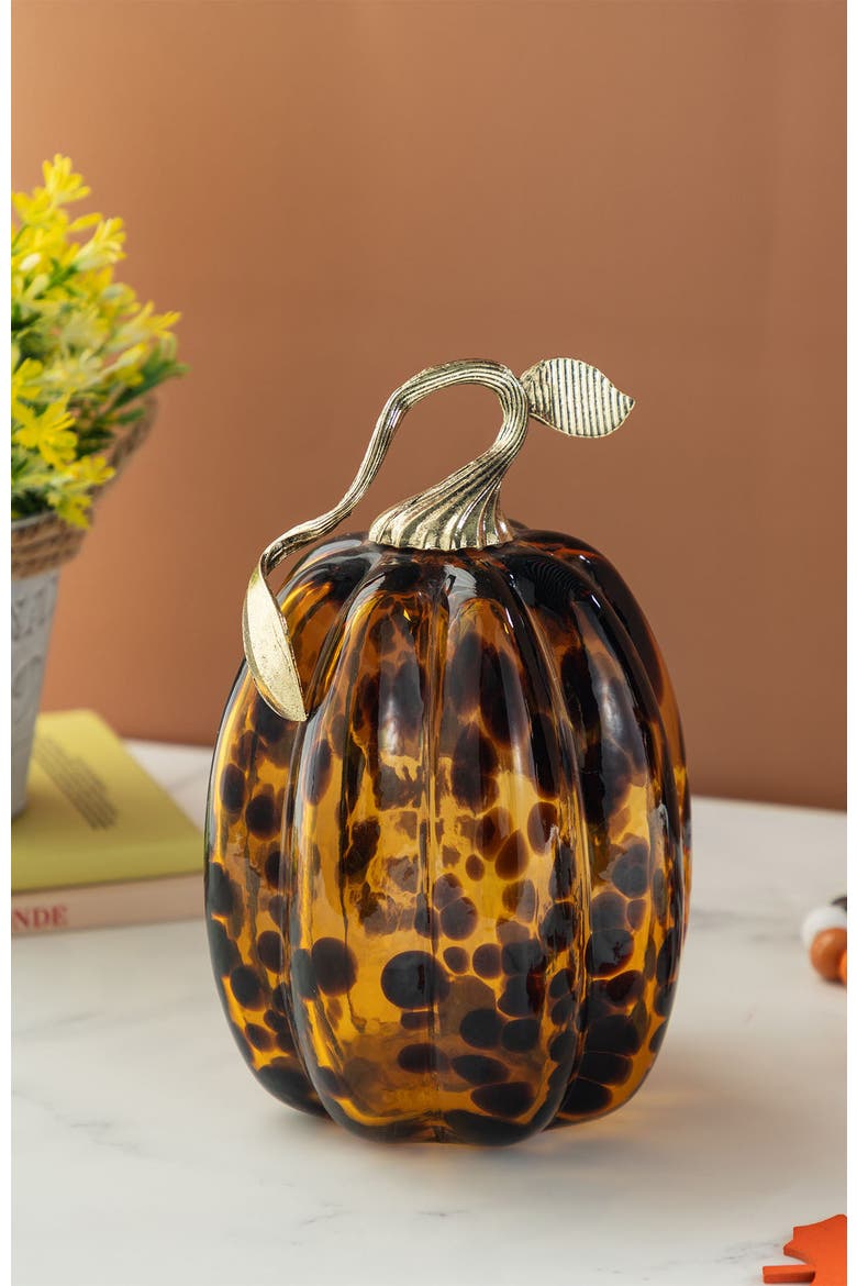 Fall Multi-Style Short Glass Pumpkins, Alternate, color, Black