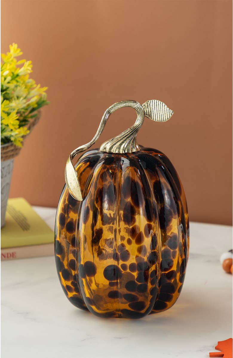 Glitzhome Fall Multi-Style Short Glass Pumpkins, Alternate, color, 