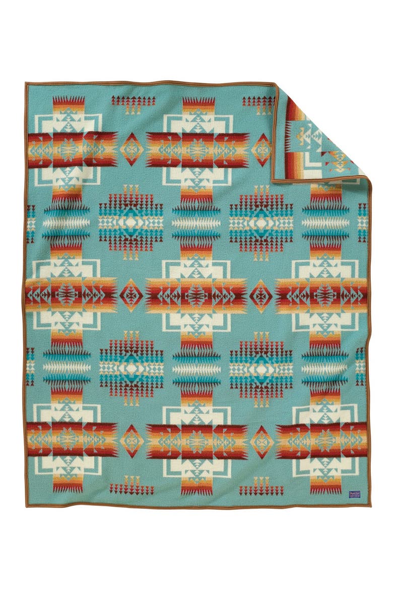'Chief Joseph' Wool Blend Blanket, Main, color, AQUA