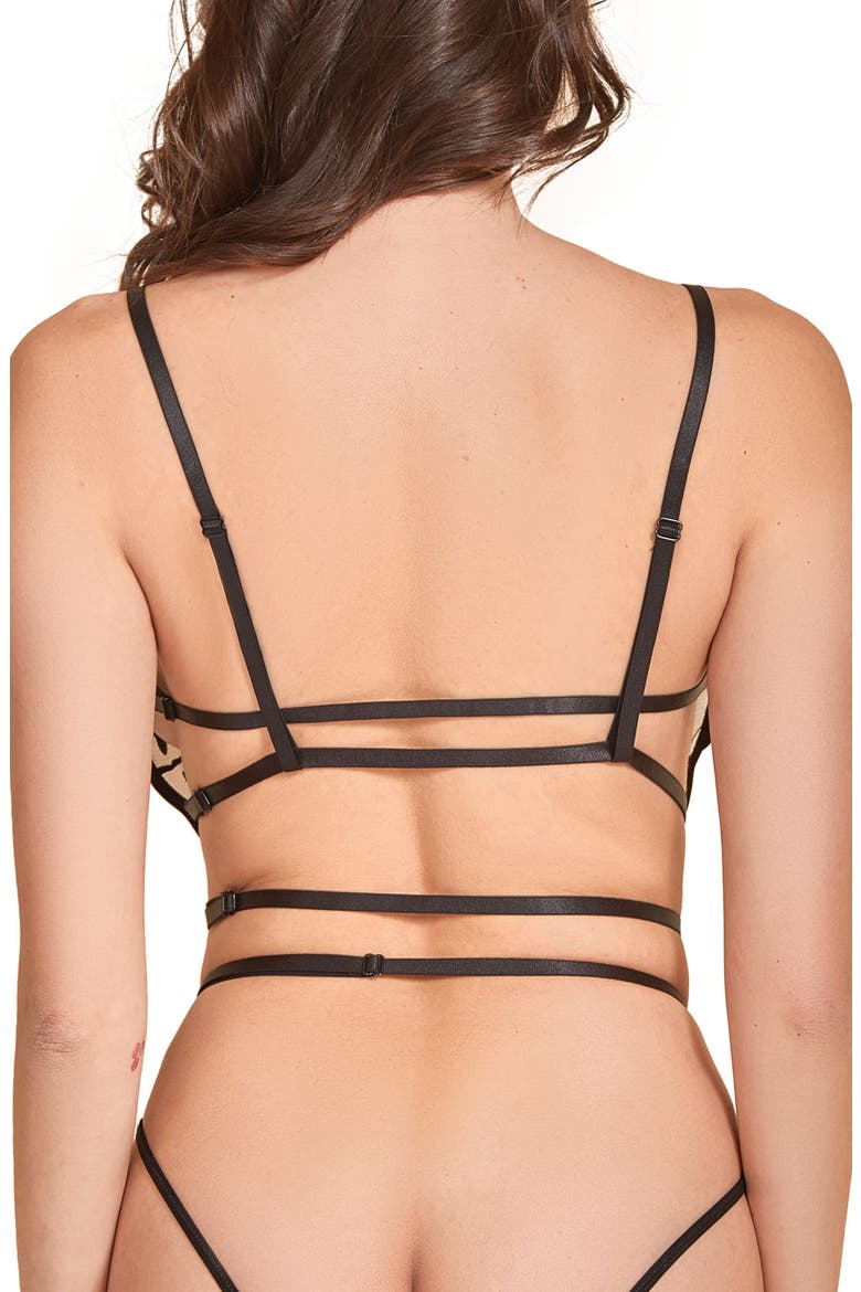 Burnout Heart Strappy Back Mesh Teddy, Alternate, color, BLACK