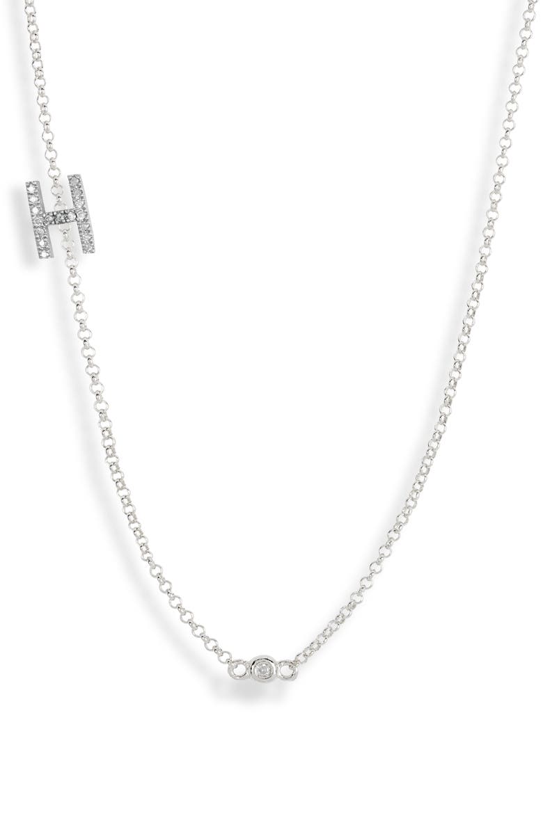 MESHMERISE Bezel Diamond Initial Chain Necklace - 0.2ct., Main, color, White-H