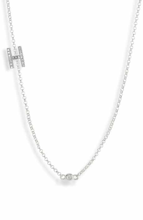 MESHMERISE Bezel Diamond Initial Chain Necklace - 0.2ct.