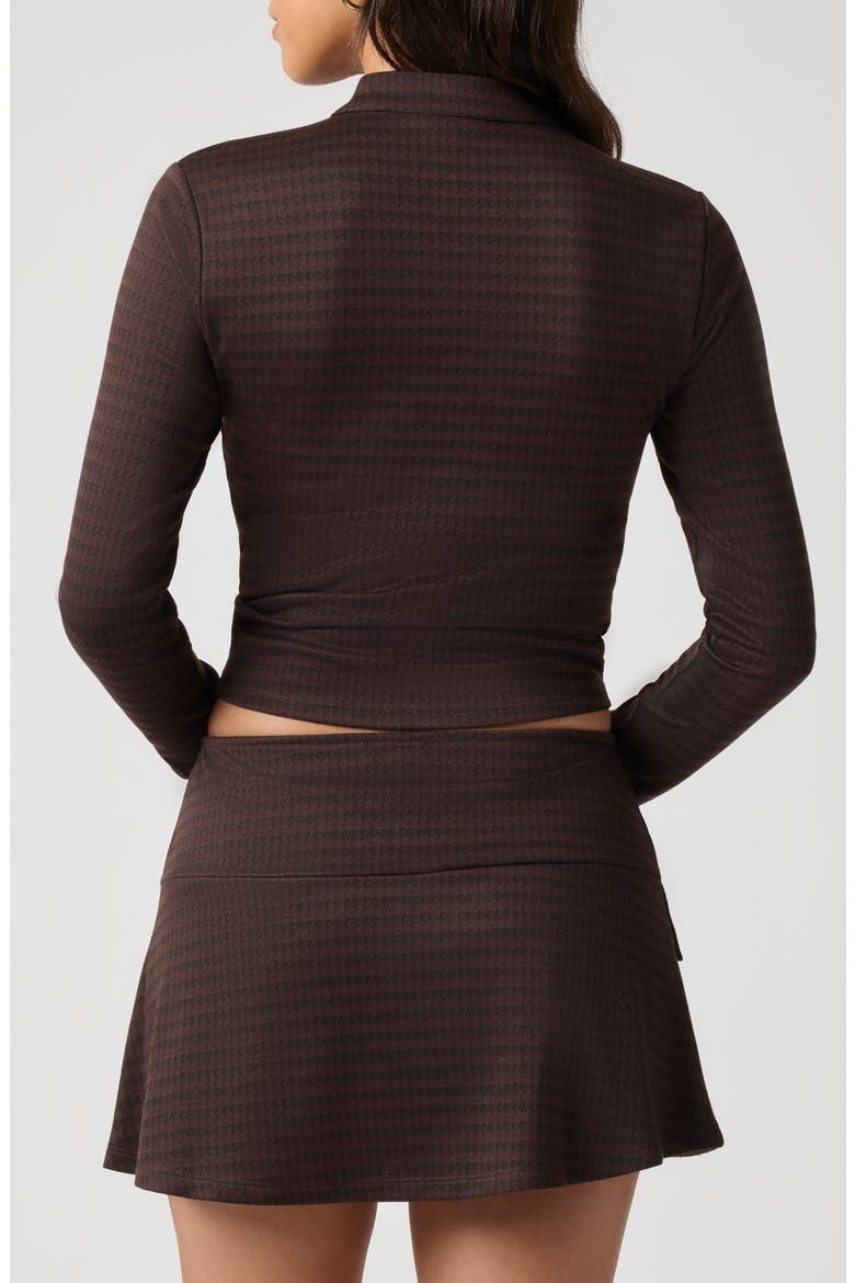 Keyhole Cutout Knit Top, Alternate, color, BRN HOUNDSTOOTH