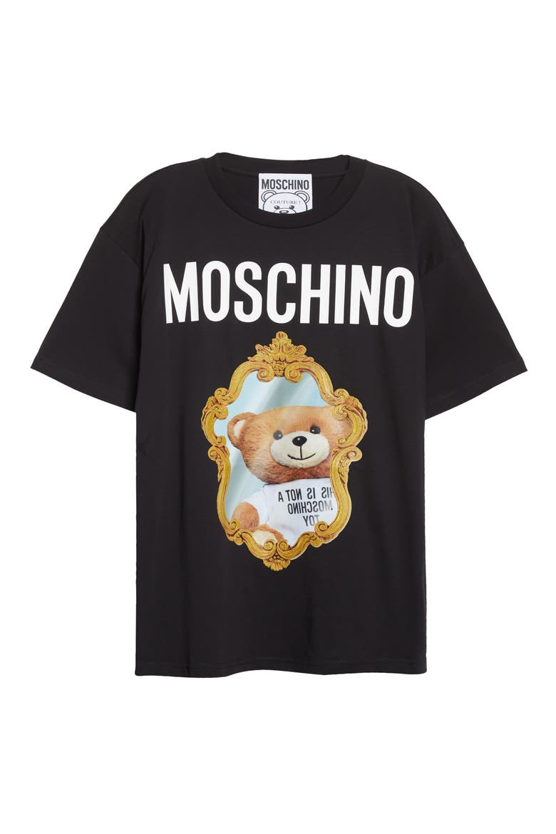 Oversize Mirror Bear Print Cotton Graphic Tee, Alternate, color, FANTASY PRINT BLACK