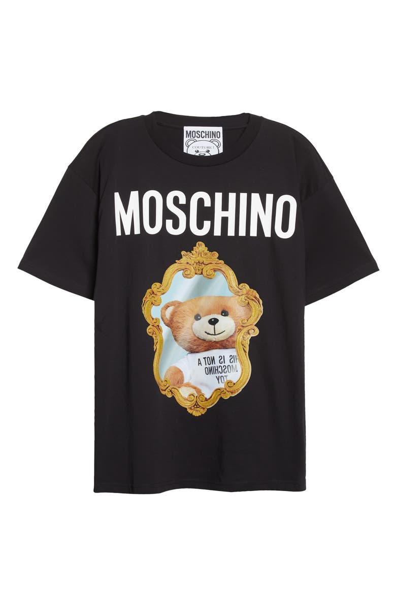 Moschino Oversize Mirror Bear Print Cotton Graphic Tee, Alternate, color, 