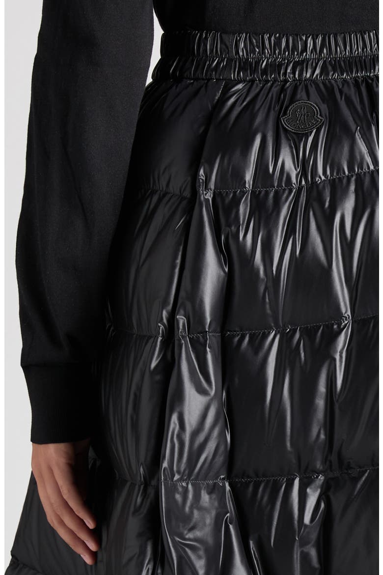 Quilted Recycled Nylon Midi Skirt, Alternate, color, BLACK