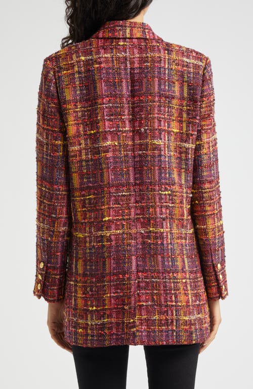 L Agence Aimee Tweed Blazer In Red/pink Multi