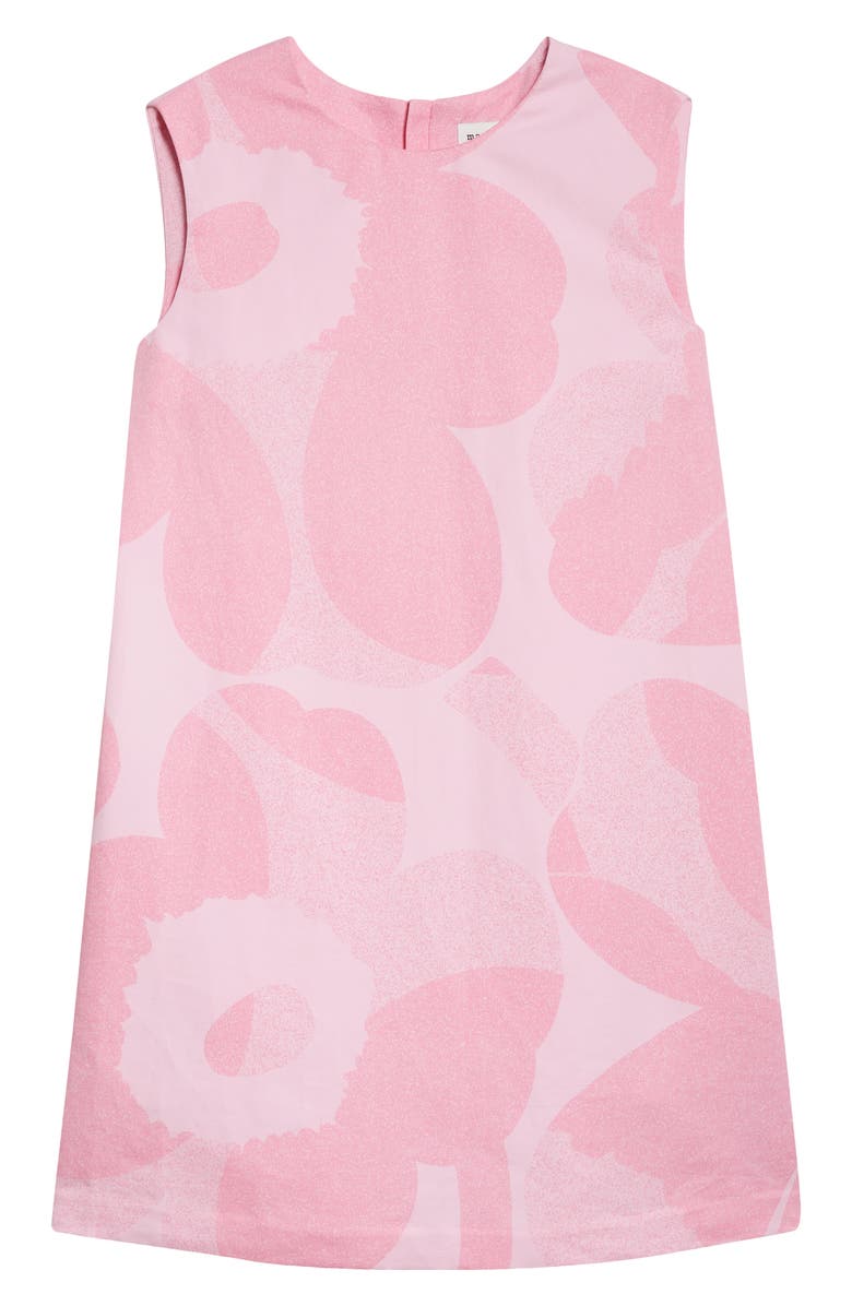 Marimekko Sopiva Unikko Organic Cotton & Linen Shift Dress, Alternate, color, Light Pink/ Pink