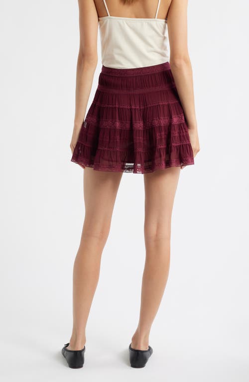 Loveshackfancy Fleetta Tiered Miniskirt In Burgundy