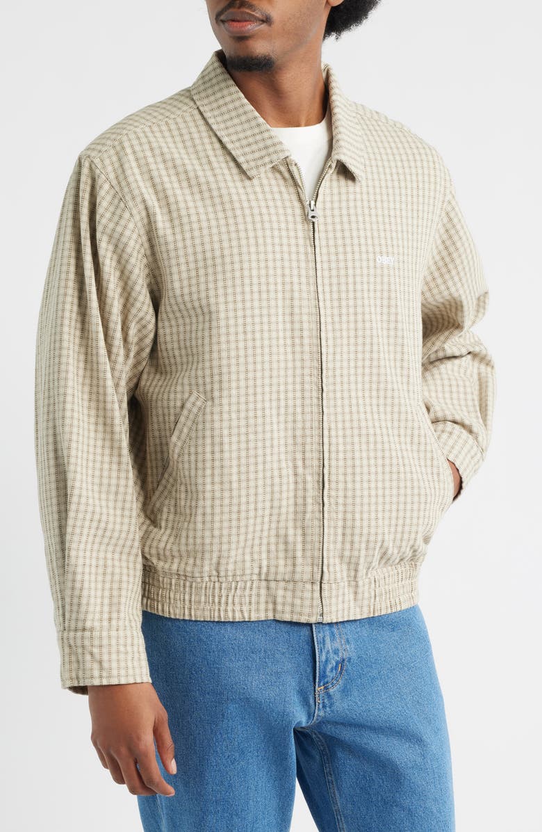 Obey Luther Microcheck Zip Jacket, Alternate, color, Abbey Stone Multi