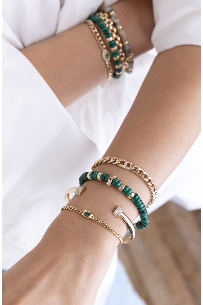 Malachite Beaded Bracelet, Alternate, color, 14K YELLOW GOLD