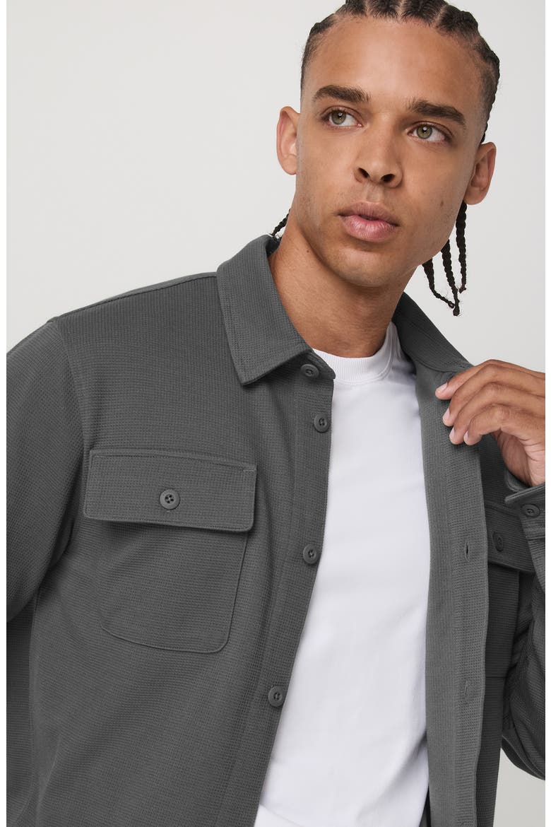 Waffle Shirt Jacket, Alternate, color, DARK PEWTER