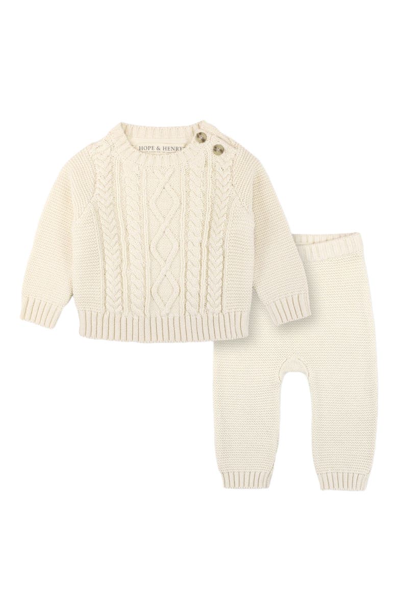 Hope & Henry Baby Cable Sweater and Legging Set, Infant, Alternate, color, 