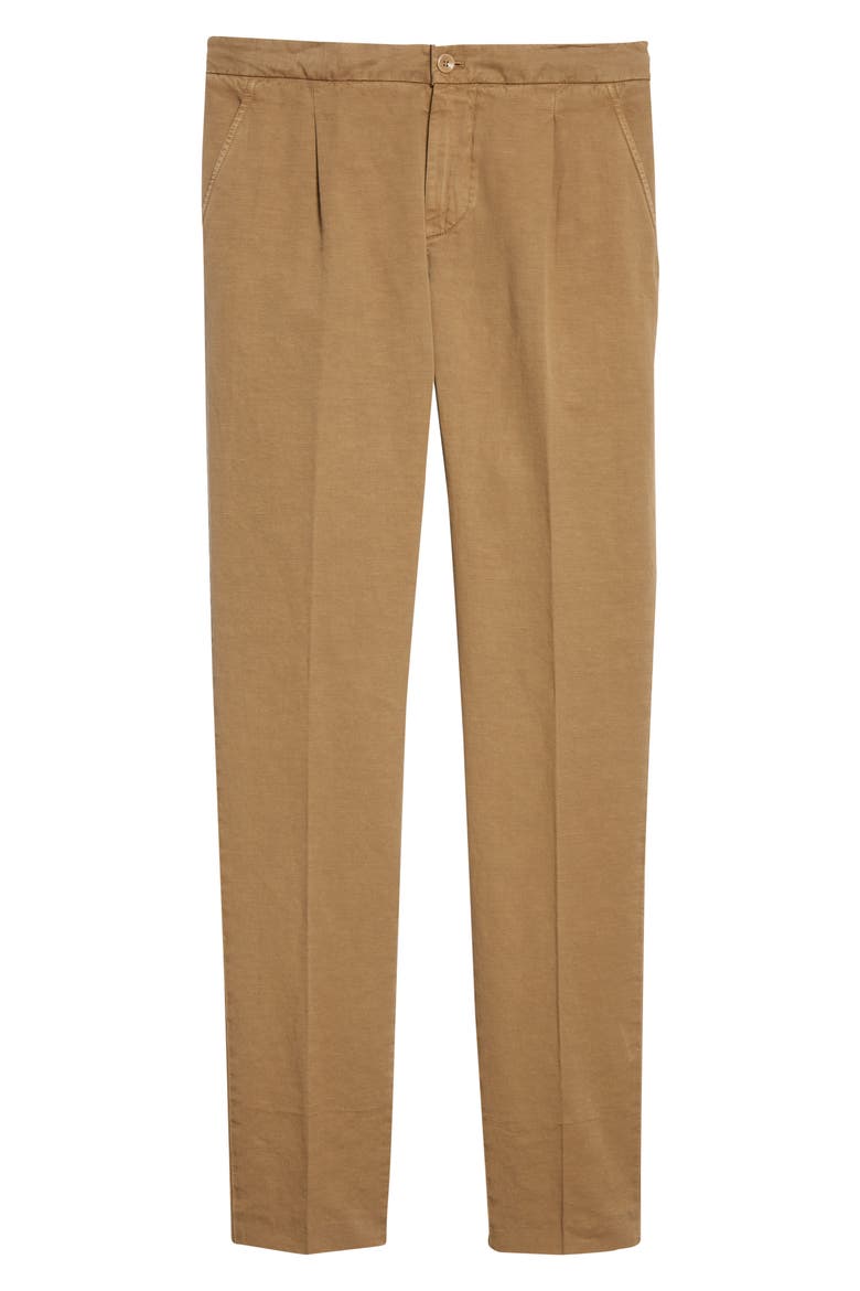 Cotton & Linen One-Pleat Chinos, Alternate, color, ALDER