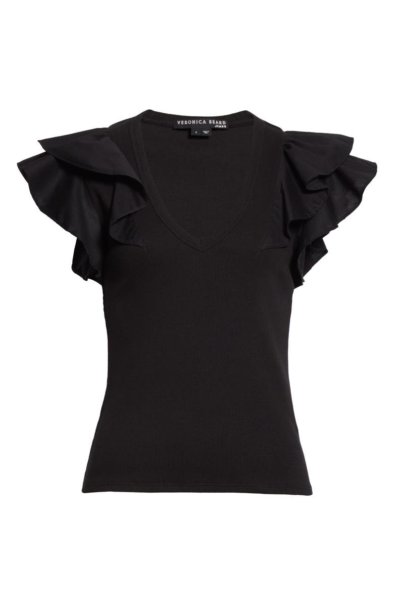 Veronica Beard Cathie Ruffle Rib Top, Alternate, color,