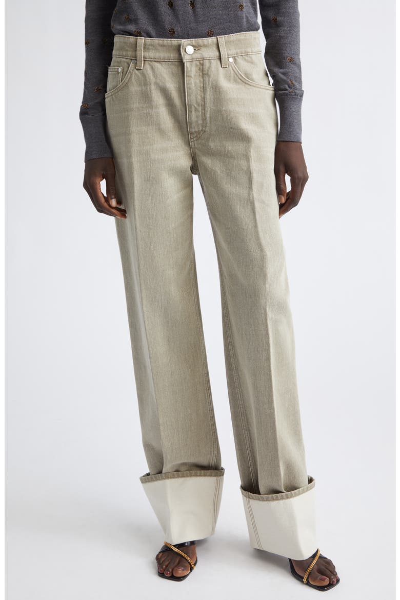 Cuffed Straight Leg Jeans, Main, color, MIST GREY