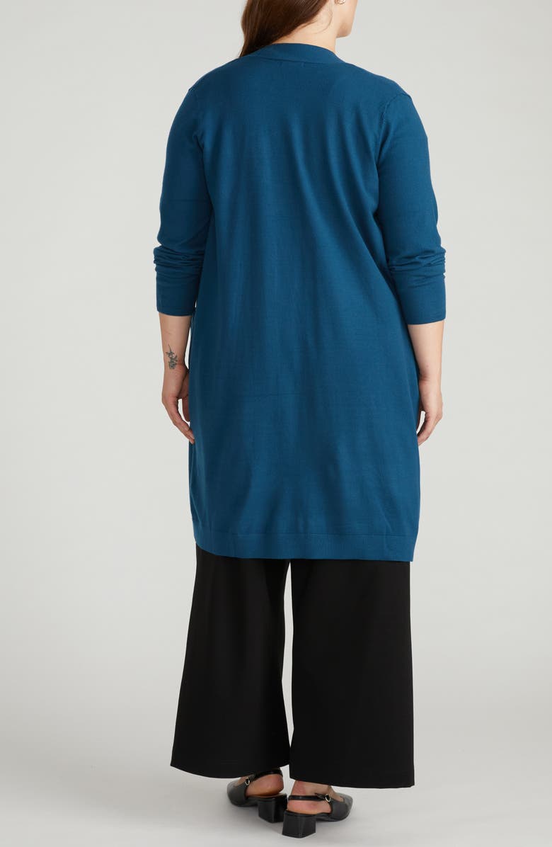 Universal Standard Long Open Front Cardigan, Alternate, color, Deep Teal