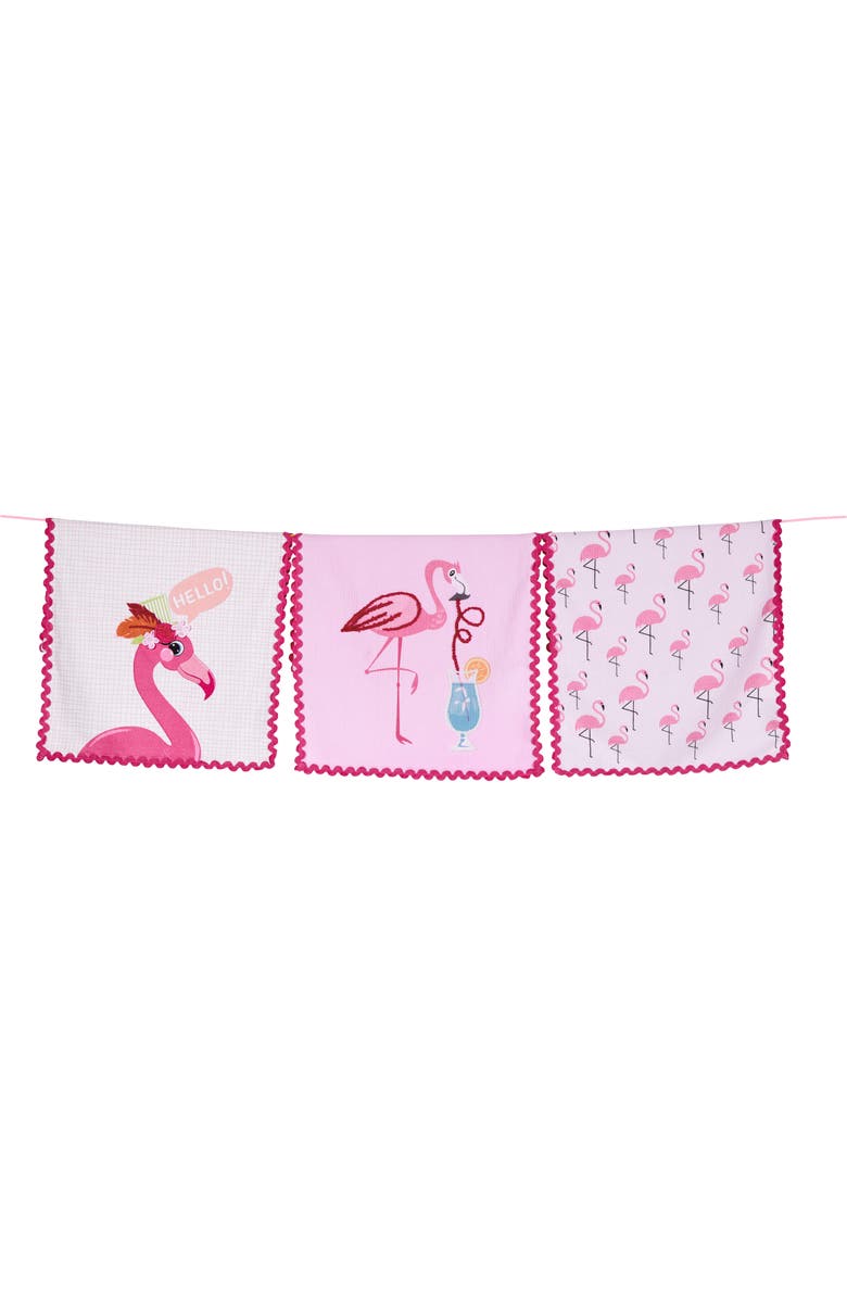 Tiramisu Flamingo Fun Set of 3 Kitchen Towels, Main, color, Pink