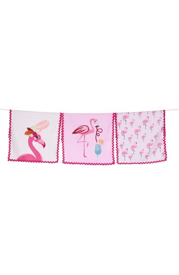 Tiramisu Flamingo Fun Set Of 3 Kitchen Towels In Pink