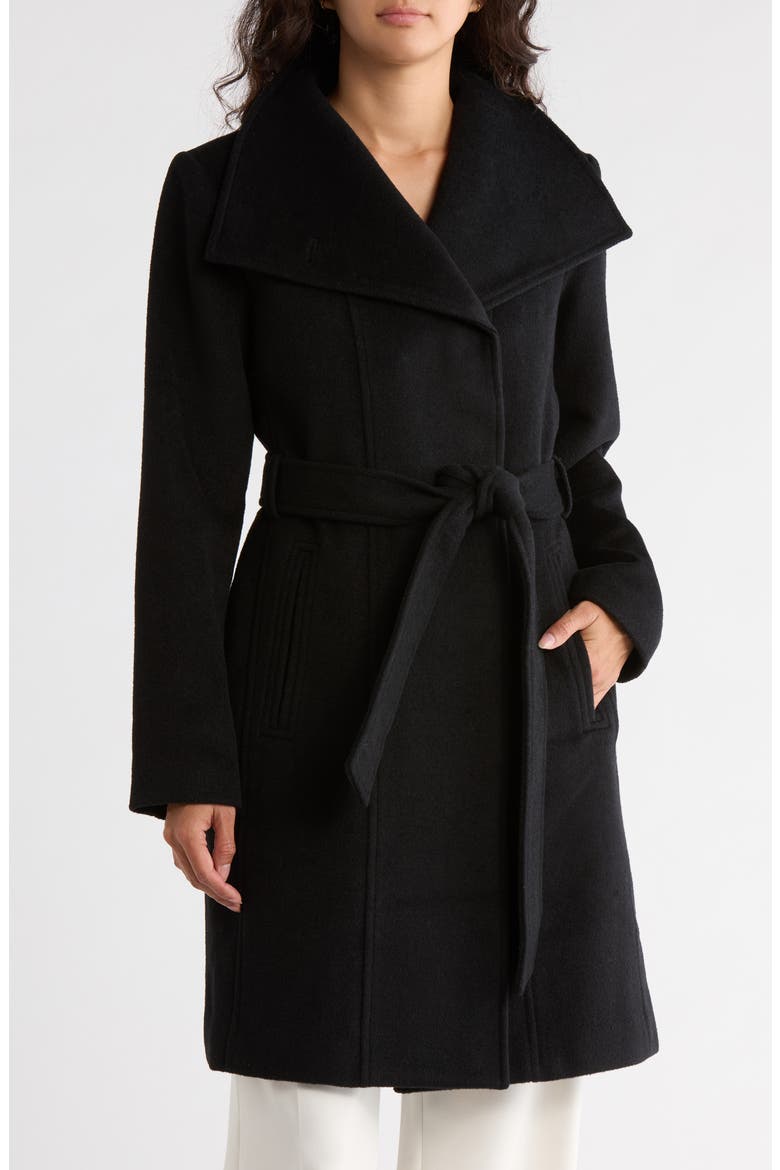 Wool Blend Wrap Coat, Main, color, BLACK