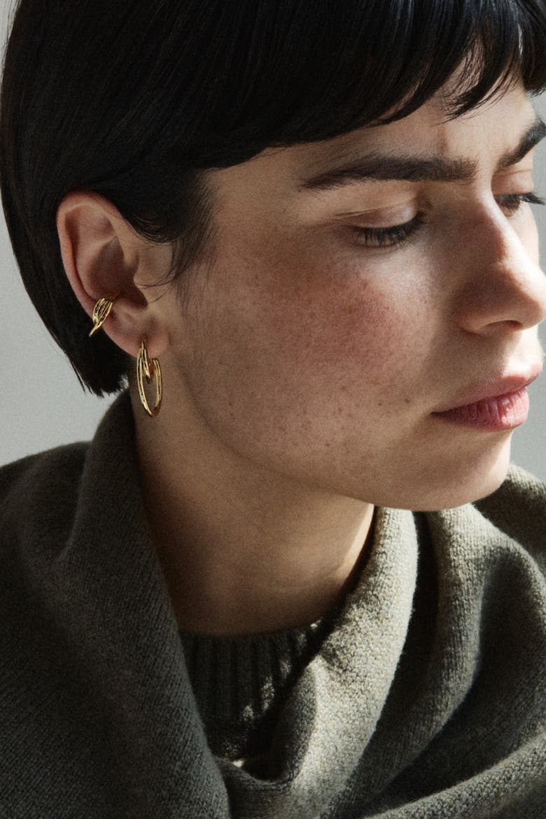 14kt Gold Vermeil Loom Ear Cuff, Alternate, color, Yellow Toned Gold