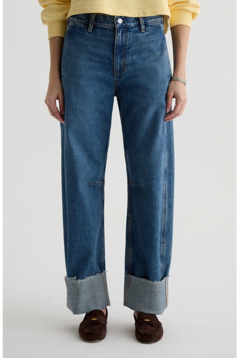 Mercer Cuffed Raw Hem High Waist Barrel Jeans, Main, color, 11 YEARS ENRICH