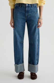 Mercer Cuffed Raw Hem High Waist Barrel Jeans