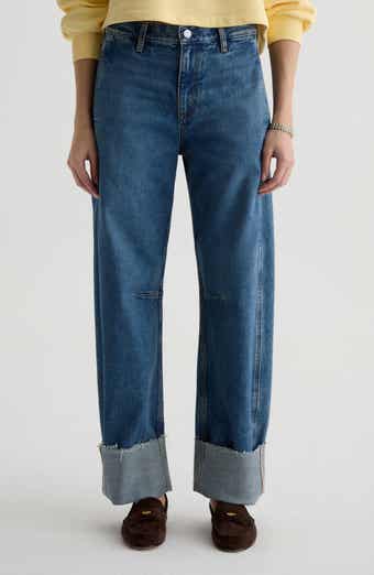 Mercer Cuffed Raw Hem High Waist Barrel Jeans