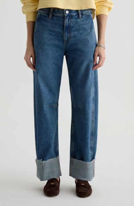 Mercer Cuffed Raw Hem High Waist Barrel Jeans