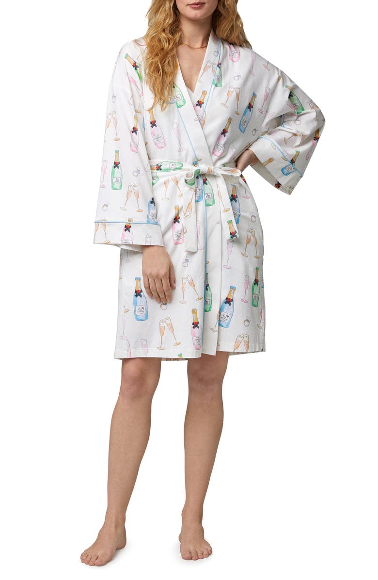 BedHead Pajamas Just Married Print Organic Cotton Jersey Robe, Main, color,