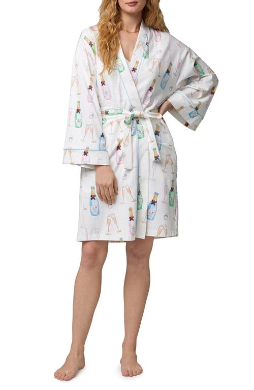 BedHead Pajamas Just Married Print Organic Cotton Jersey Robe in Champagne Wedding