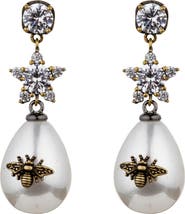 EYE CANDY LOS ANGELES Abeja CZ & Imitation Pearl Bee Drop Earrings