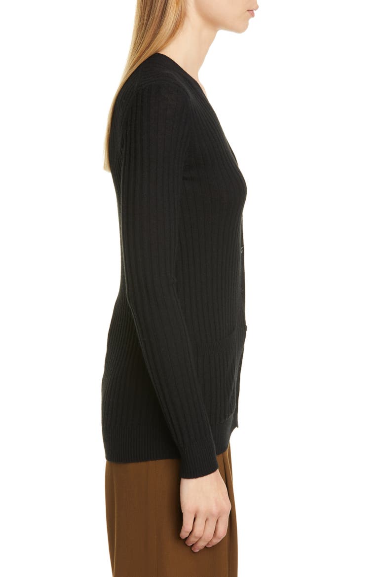 Ribbed Skinny Cashmere Cardigan, Alternate, color, BLACK
