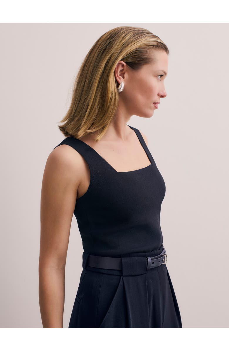 The Fold Keighley Sculpt Knit Top, Alternate, color, Navy