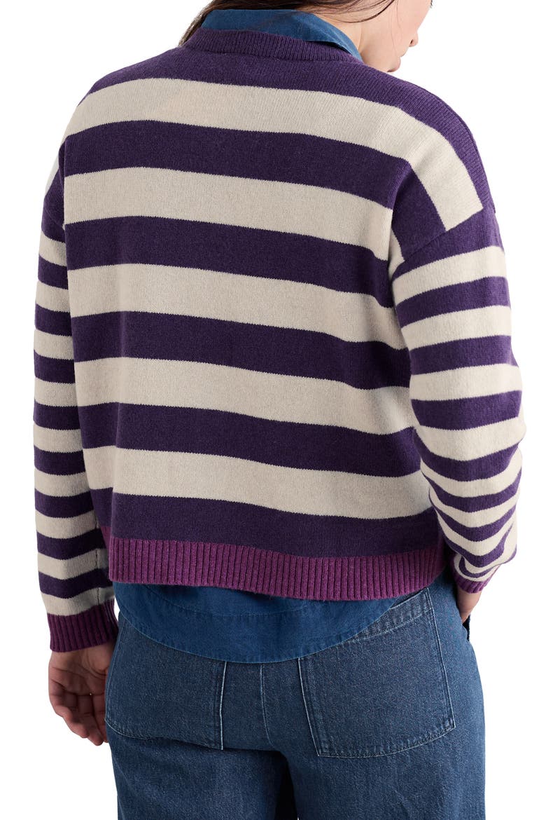 Pinwell Stripe Lambswool Blend Cardigan, Alternate, color, BRIGHT SHAPE DARK VIOLET MIX