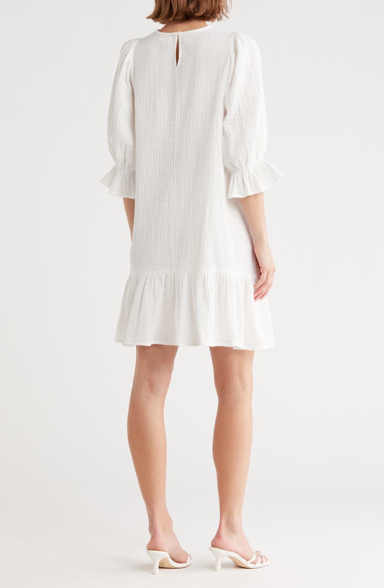 Maisie Bubble Sleeve Cotton Gauze Minidress, Alternate, color, 