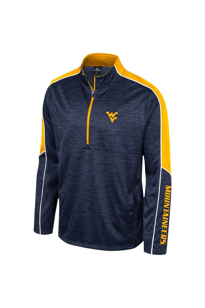 Men's Colosseum Navy West Virginia Mountaineers Marled Half-Zip Jacket, Alternate, color, Navy