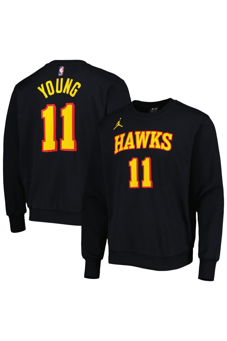 Men's Jordan Brand Trae Young Black Atlanta Hawks Statement Name & Number Pullover Sweatshirt, Main, color, Black