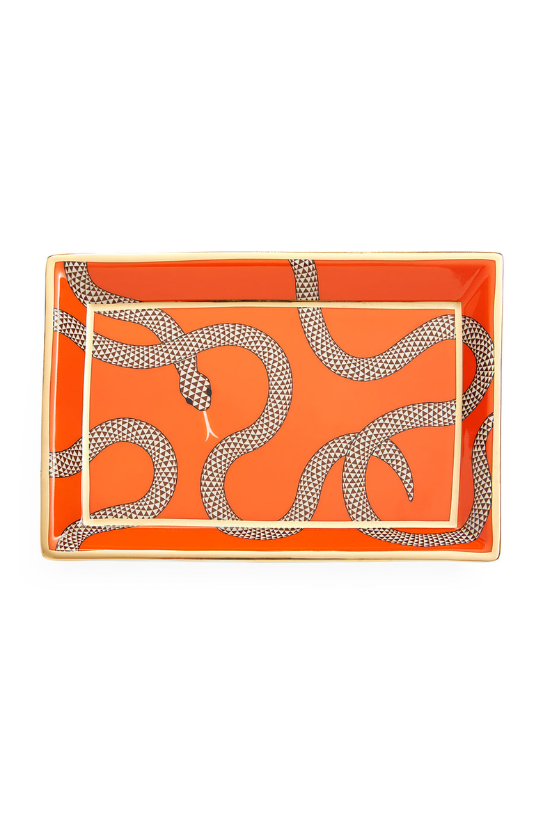 Eden Rectangular Decorative Tray, Main, color, Poppy Orange / Gold