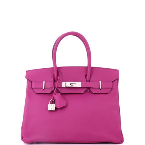 Birkin Handbag Pink Epsom with Palladium Hardware 30