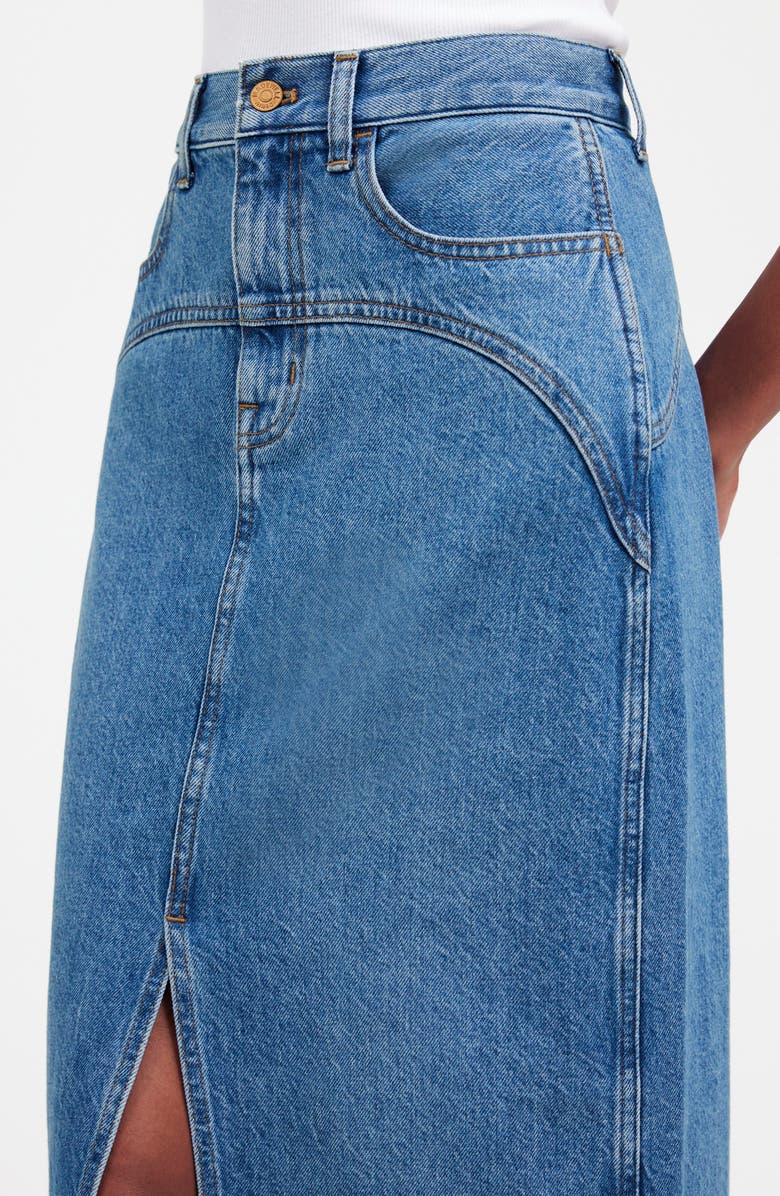 Madewell Western Denim Maxi Skirt, Alternate, color, 